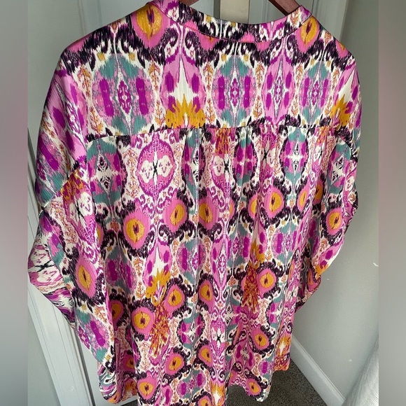 Jodifl Polyester Colorful Multicolor Lightweight Plus Size 2XL Blouse - Picture 5 of 8